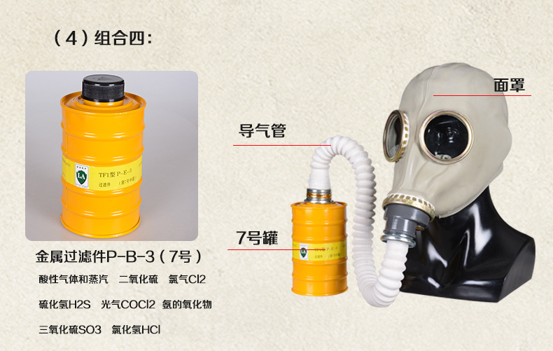 半面式长管呼吸硅胶防毒面具 甲醛异味化学气体防护 消防化工面罩(图7)